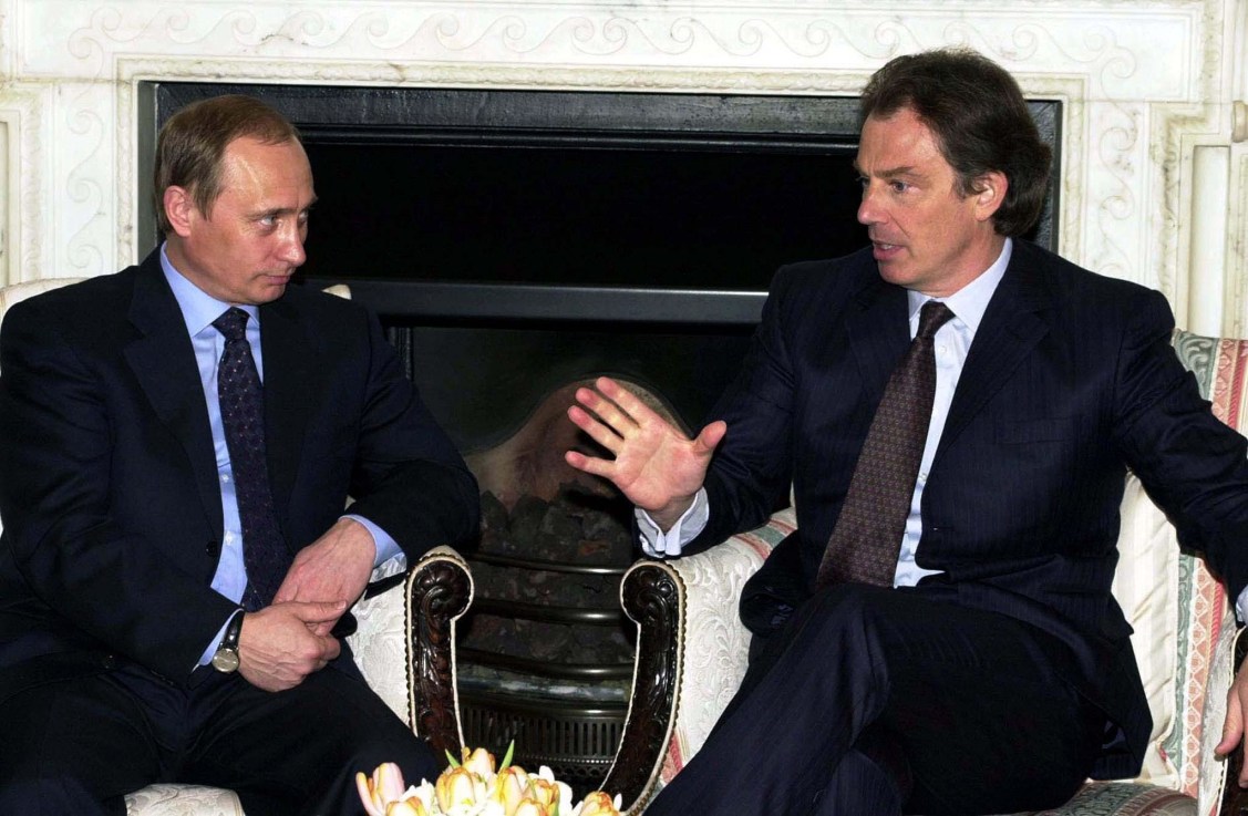 Vladimir Putin with Tony Blair during his visit to 10 Downing Street, London.