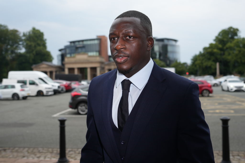 Benjamin Mendy, a player for Manchester City, arrives for the first day of his trial at Chester Crown Court   (Photo by Christopher Furlong/Getty Images)