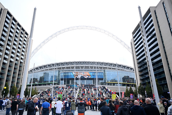 LONDON, ENGLAND - OCTOBER 30: General view outside the stadium prior to the NFL match between Denver Broncos and Jacksonville Jaguars at Wembley Stadium on October 30, 2022 in London, England. (Photo by Dan Mullan/Getty Images)
