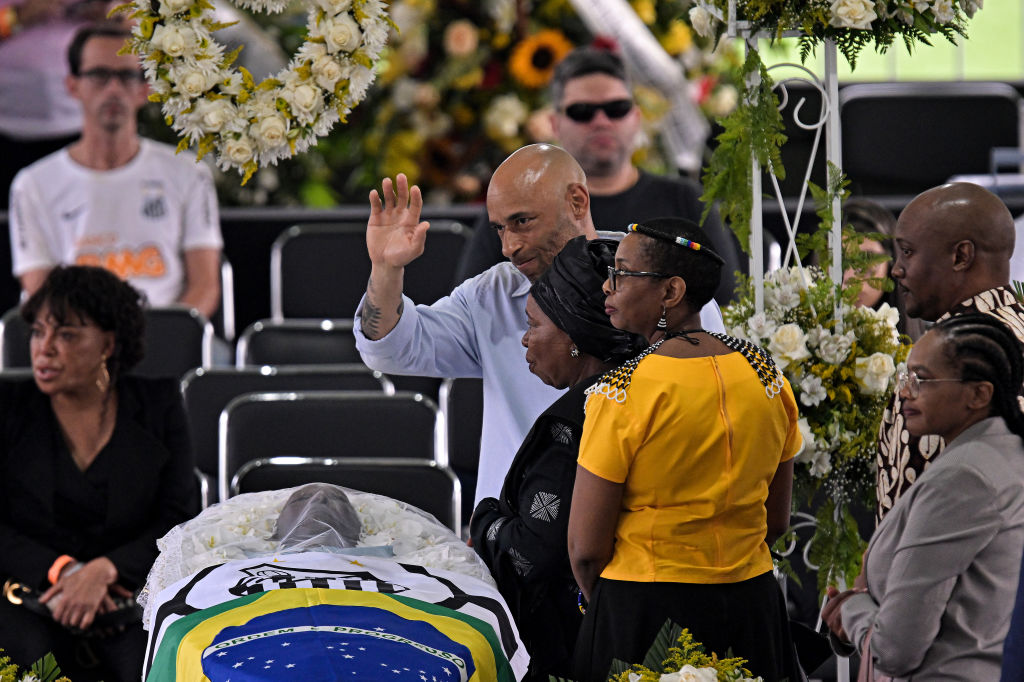 Family and well-wishers commemorated Pele at the Santos stadium, where it lay in state for 24 hours