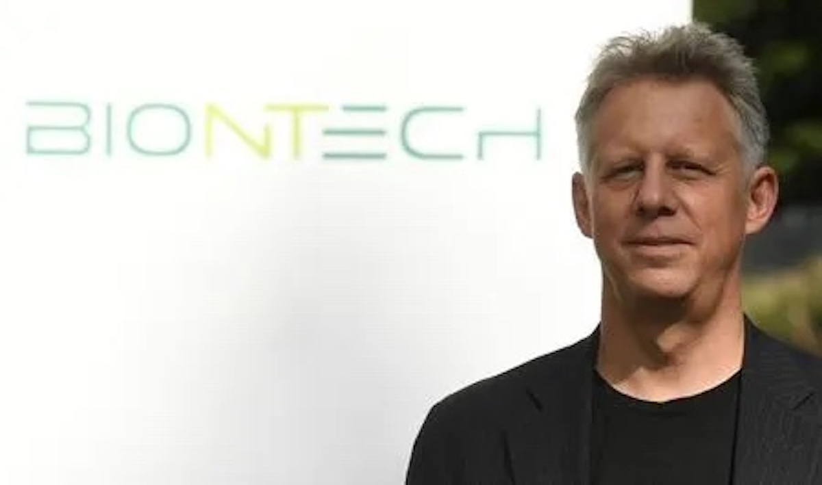 Sierk Poetting, CFO of German biotech firm BioNTech, is interviewed