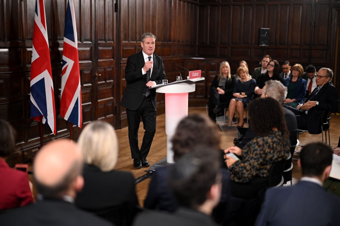 Labour leader Keir Starmer speaks during a press conference. Photo by Leon Neal/Getty Images