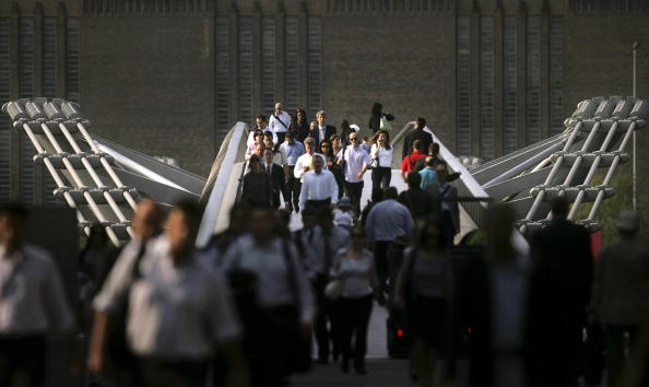 London City Workers Walk Across Thames Bridges