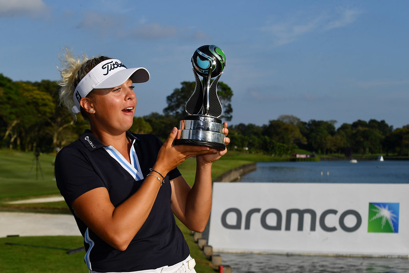 Roussin had her mother as her caddie for her first win and her boyfriend in the role for her second, at the Aramco Team Series - Singapore (LET)