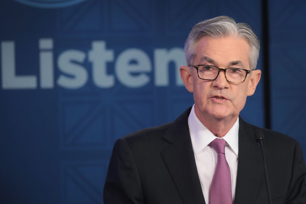 CHICAGO, ILLINOIS - JUNE 04: Jerome Powell, Chair, Board of Governors of the Federal Reserve speaks during a conference at the Federal Reserve Bank of Chicago on June 04, 2019 in Chicago, Illinois. The conference was held to discuss monetary policy strategy, tools and communication practices.  (Photo by Scott Olson/Getty Images)