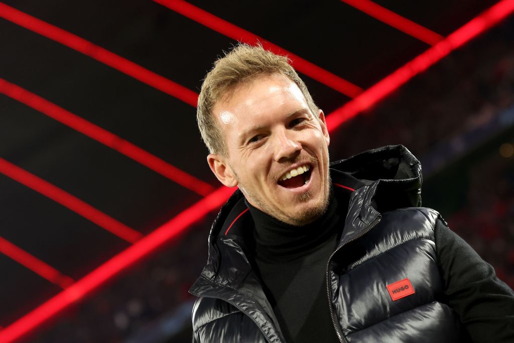 MUNICH, GERMANY - NOVEMBER 01: Julian Nagelsmann, head coach of FC Bayern München smiles prior to the UEFA Champions League group C match between FC Bayern München and FC Internazionale at Allianz Arena on November 01, 2022 in Munich, Germany. (Photo by Alexander Hassenstein/Getty Images)