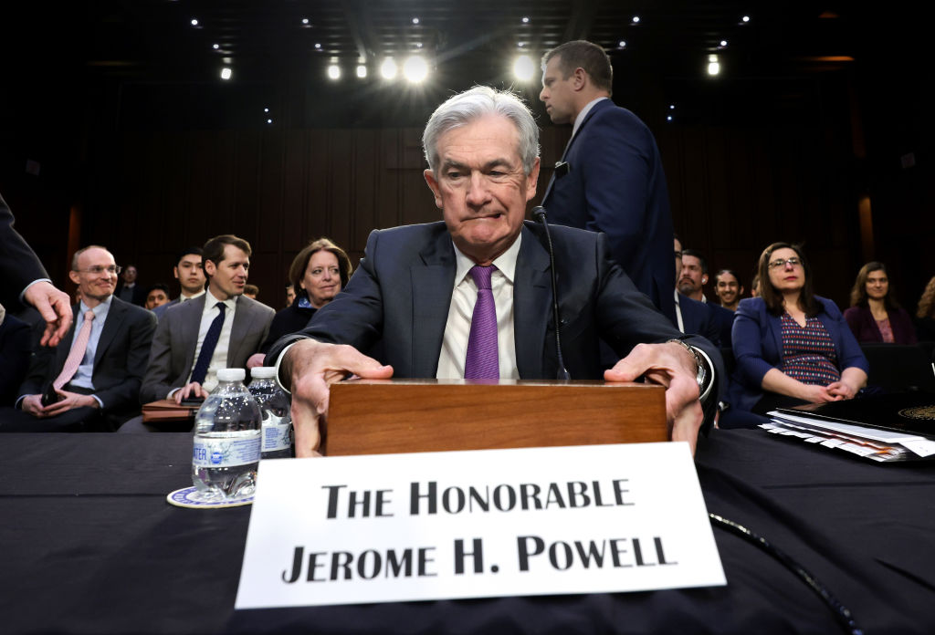 Jerome Powell, chair of the Fed, said the world’s most influential central bank is “prepared to accelerate rate hikes” if the pace of price increases in America stays high (Photo by Win McNamee/Getty Images)