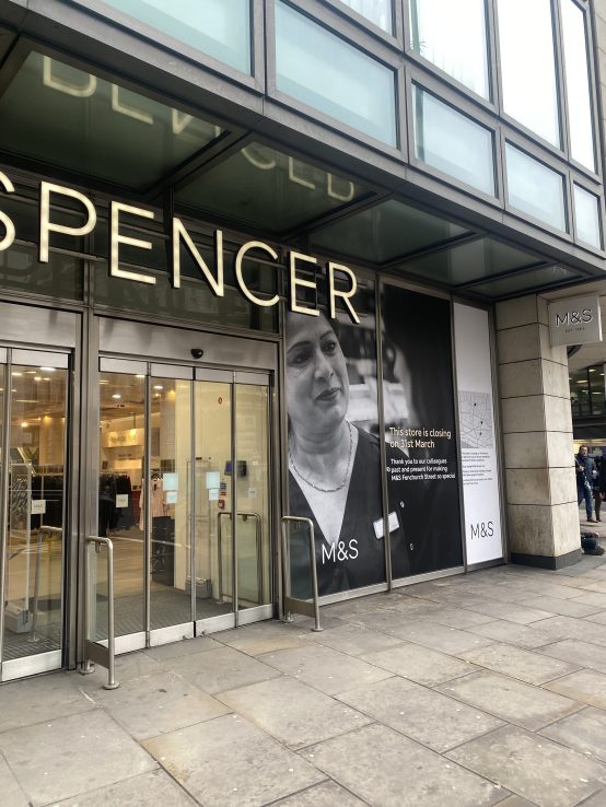 The Marks and Spencer store in Fenchurch Street will close on 31 March