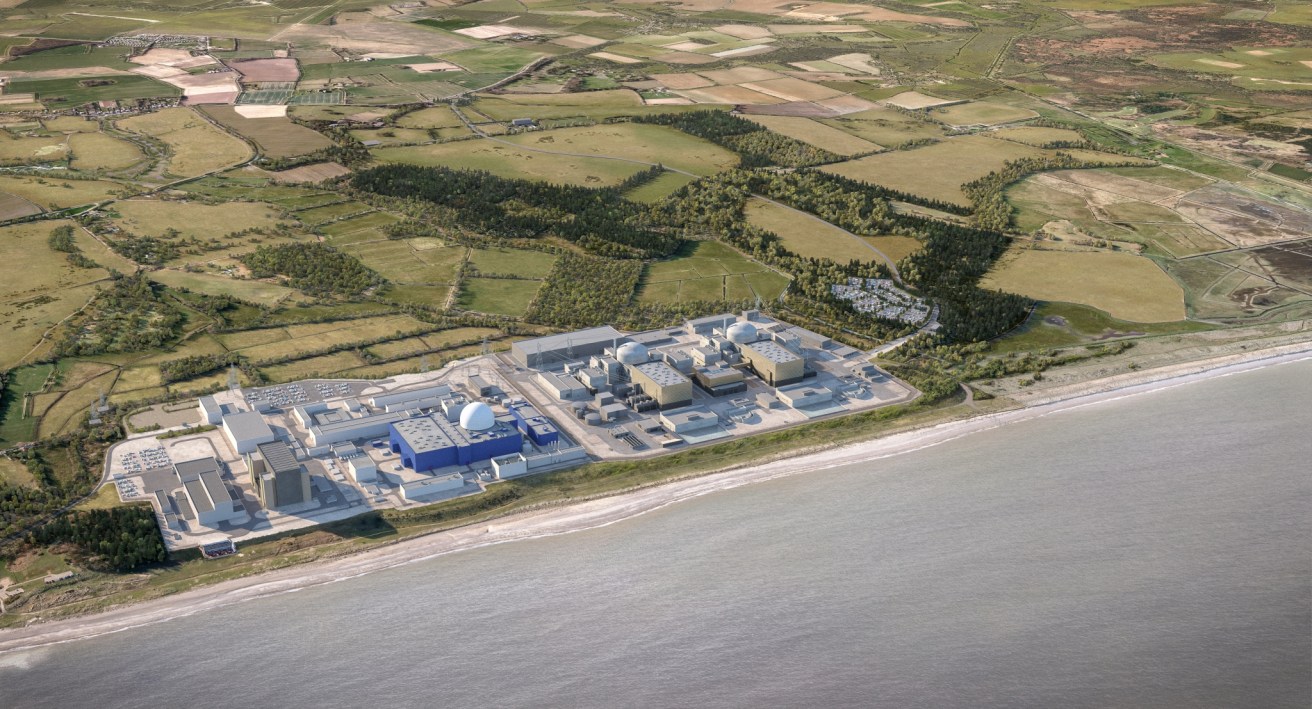 A CGI rendering of the proposed Sizewell C nuclear plant