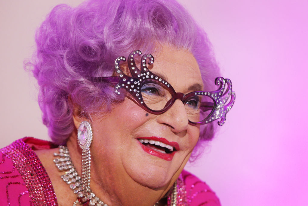 SYDNEY, AUSTRALIA - SEPTEMBER 11: Dame Edna Everage hosts high tea ahead of her My Gorgeous Life national tour on September 11, 2019 in Sydney, Australia. (Photo by Lisa Maree Williams/Getty Images)
