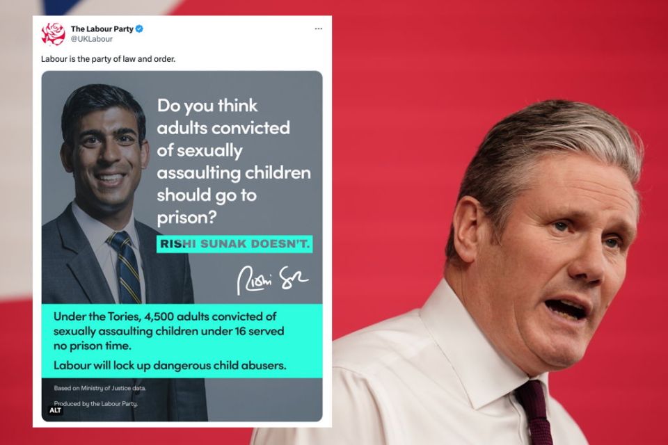 Labour leader, Sir Keir Starmer and the controversial attack ad (Photo by Jordan Pettitt - Pool/Getty Images)