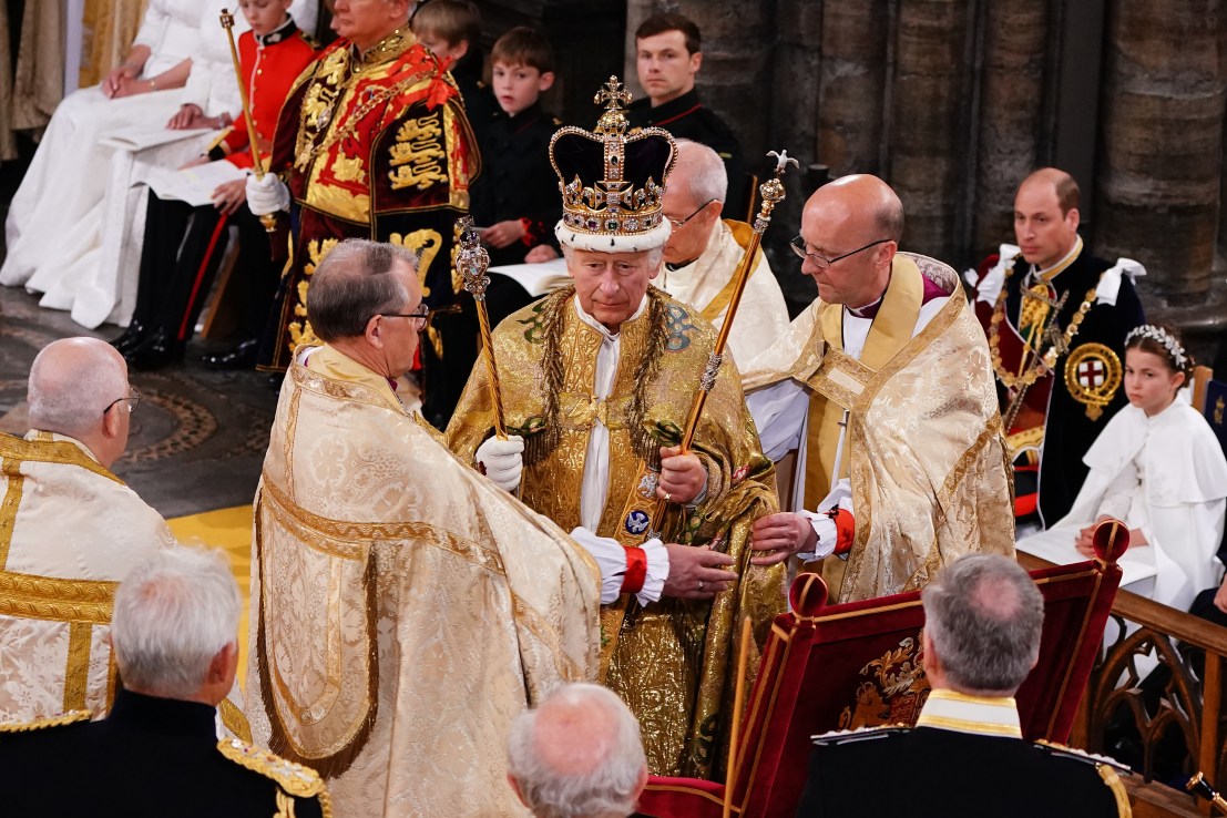King Charles III wearing St Edward's Crown. Photo: Yui Mok/PA Wire