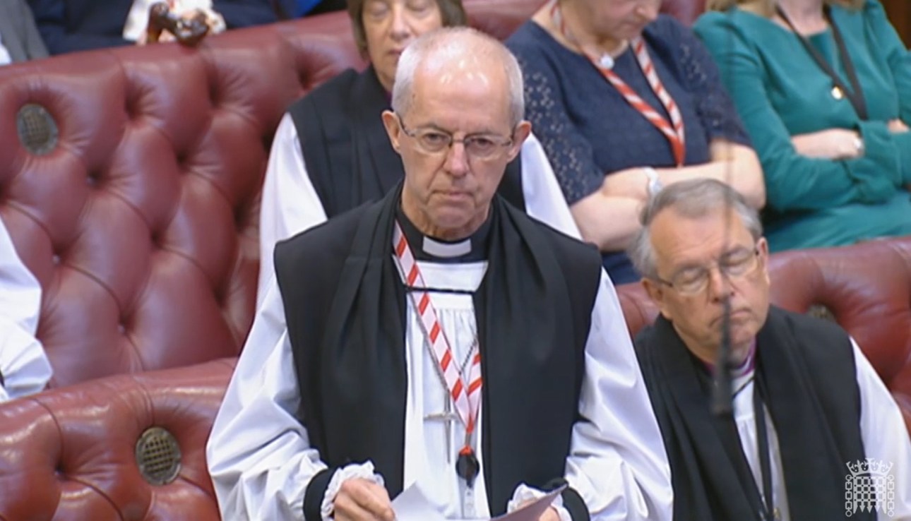 The Archbishop of Canterbury, Justin Welby speaking in the House of Lords. Photo: House of Lords/UK Parliament/PA Wire
