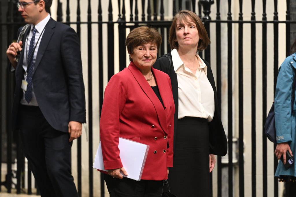 Kristalina Georgieva and team at the globe’s lender of last resort in fresh forecasts hiked its gross domestic product expectations in 2023 to 0.4 per cent(Photo by Leon Neal/Getty Images)
