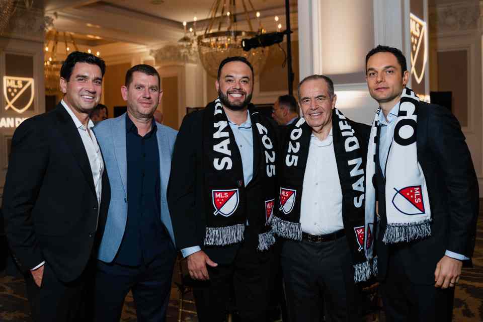 Tom Penn, CEO of the new San Diego MLS franchise; Tom Vernon, founder and CEO of Right to Dream; Cody Martinez, chairman of Sycuan tribe; Mohamed Mansour, chairman of Man Capital; Loutfy Mansour, CEO of Man Capital