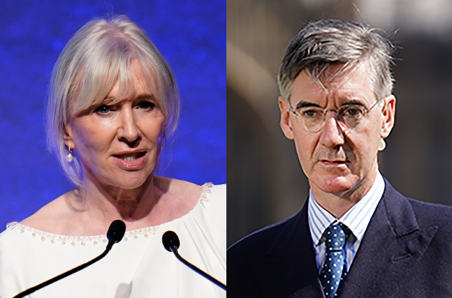 Nadine Dorries, left, and Jacob Rees-Mogg. Photo: PA