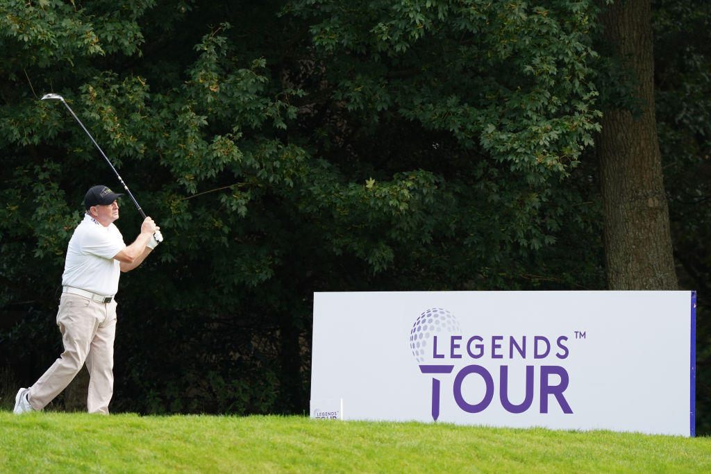 VIRGINIA WATER, ENGLAND - SEPTEMBER 01: Ian Woosnam of Wales in action during the launch of the Legends Tour at Wentworth on September 01, 2020 in Virginia Water, England. (Photo by Phil Inglis/Getty Images)