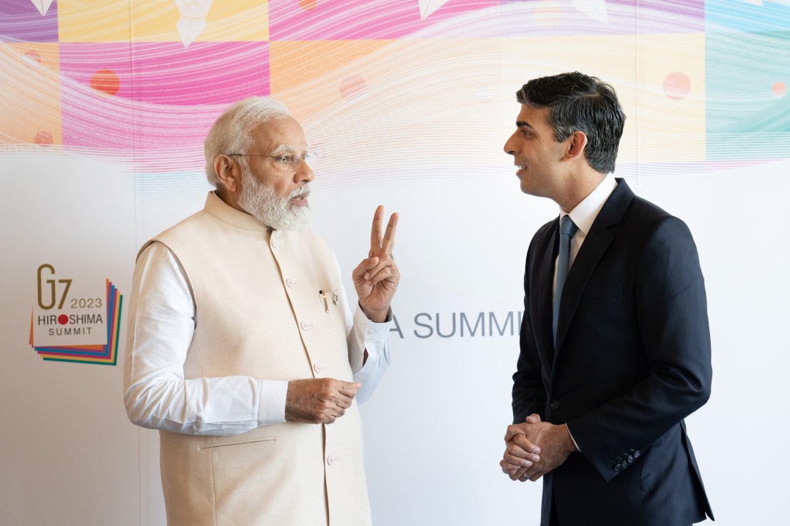 Prime minister Rishi Sunak (right) meets with prime minister of India Narendra Modi during the G7. Photo: Stefan Rousseau/PA Wire