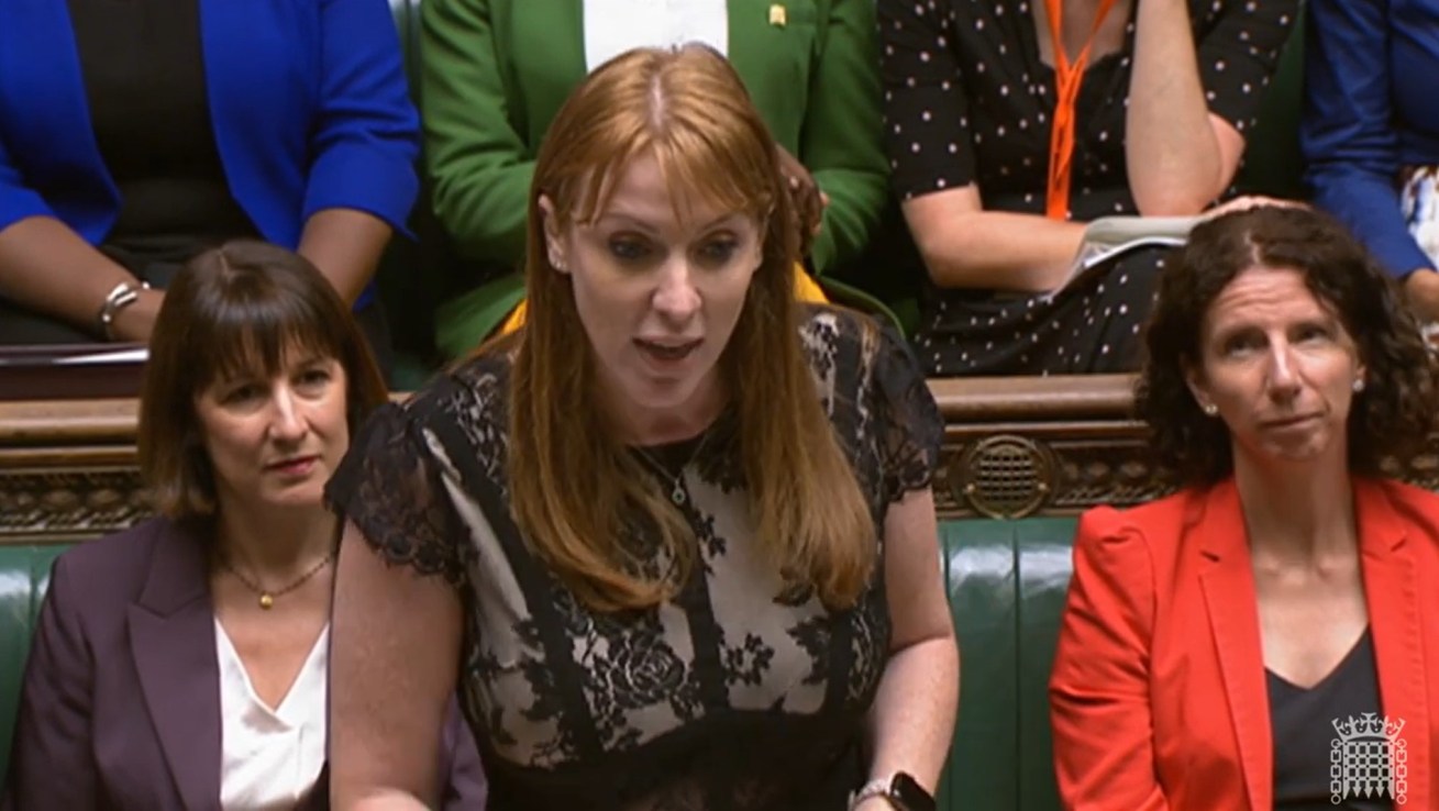 Deputy Labour Party leader Angela Rayner during Prime Minister's Questions. Photo: House of Commons/UK Parliament/PA Wire
