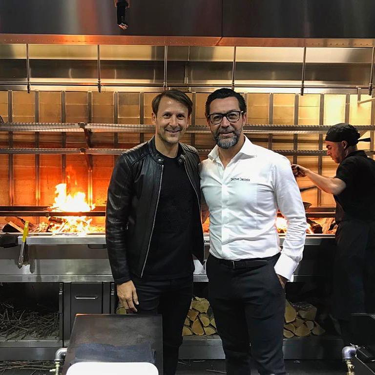 Gaizka Mendieta (left) is an investor at Arros QD, the London paella restaurant run by Michelin-starred chef Quique Dacosta (right)
