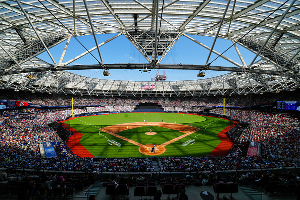 LONDON, ENGLAND - JUNE 25: A general view of the stadium during the 2023 London Series game between the Chicago Cubs and the St. Louis Cardinals at London Stadium on Sunday, June 25, 2023 in London, England. (Photo by Daniel Shirey/MLB Photos via Getty Images)