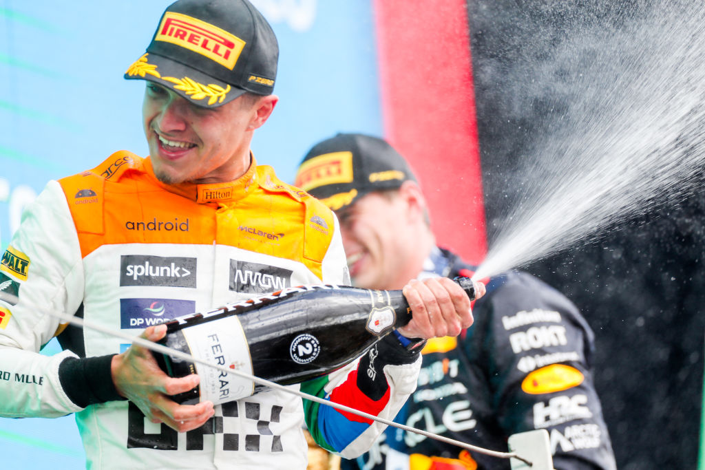 Lando Norris picked up his first podium at Silverstone as the McLaren finished behind a record-equalling Max Verstappen at the British Grand Prix yesterday.