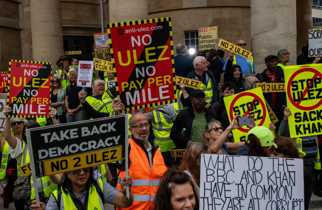 Londoners Protest Against Mayor's ULEZ Scheme Expansion