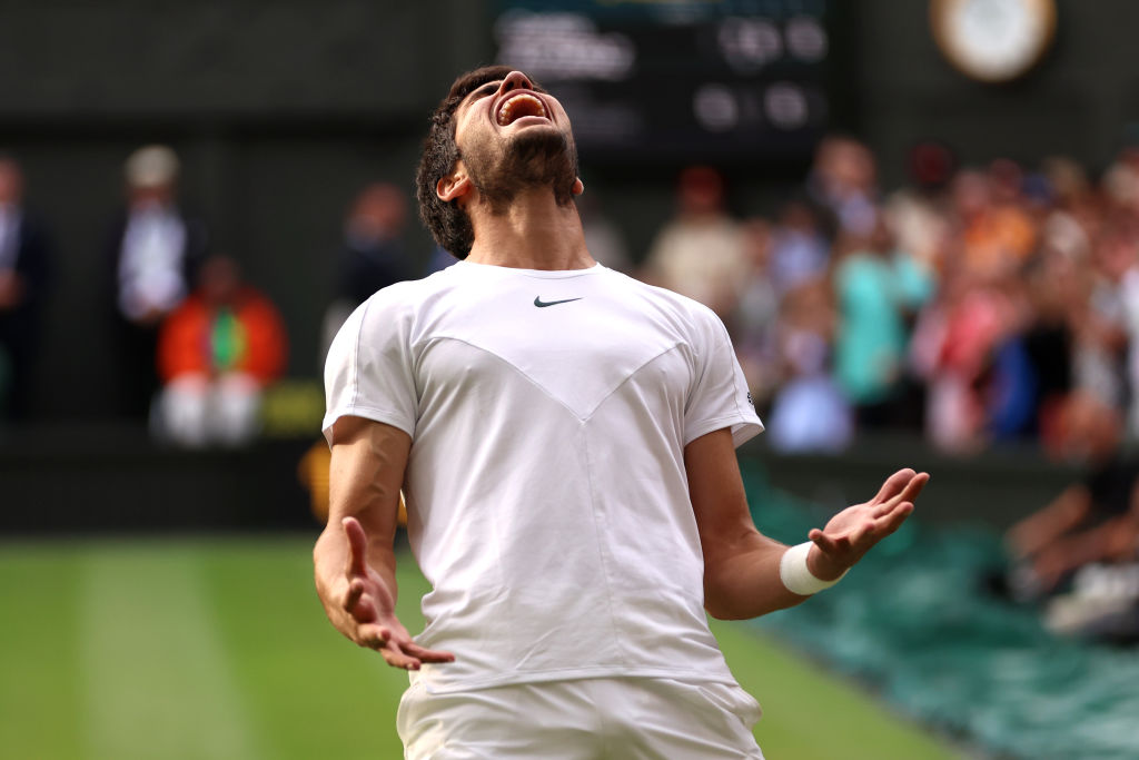 Spanish sensation Carlos Alcaraz said it was a &ldquo;dream come true&rdquo; to lift the Wimbledon trophy after the world No1 toppled seven-time winner Novak Djokovic in an epic final at the All England Club yesterday.