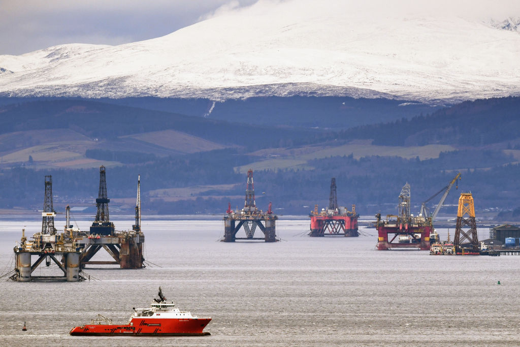 Oil Rigs In The Cromarty Firth Awaiting Decommission