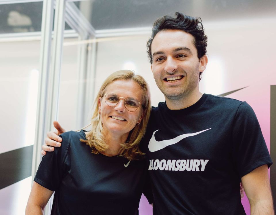 Bloomsbury Football founder Charlie Hyman (right) with England Women's manager Sarina Wiegman