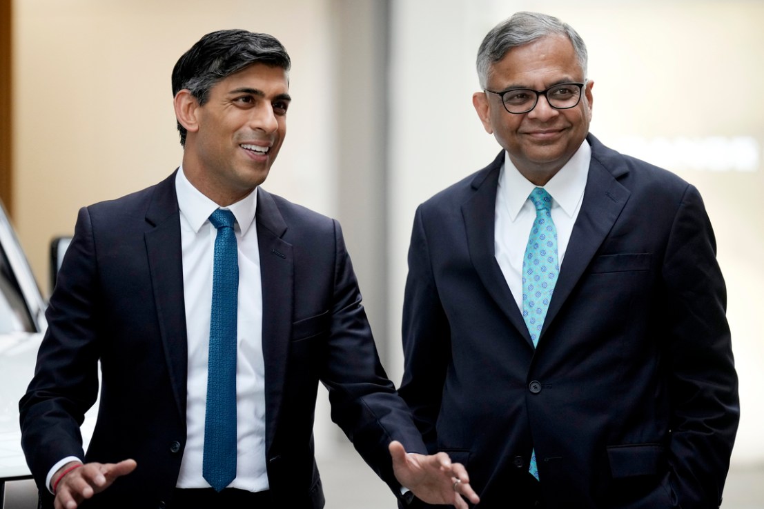 Trade secretary Kemi Badenoch will meet with Indian ministers and business leaders - including Tata Group boss Natarajan Chandrasekaran  (right) - during her visit for the G20. Photo: Christopher Furlong/PA Wire