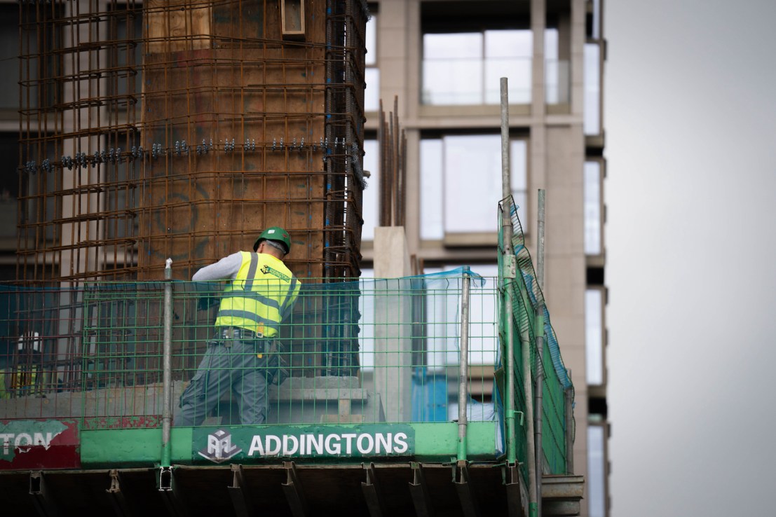 Construction worker on a building site near South Bank, London. (James Manning/PA Wire)