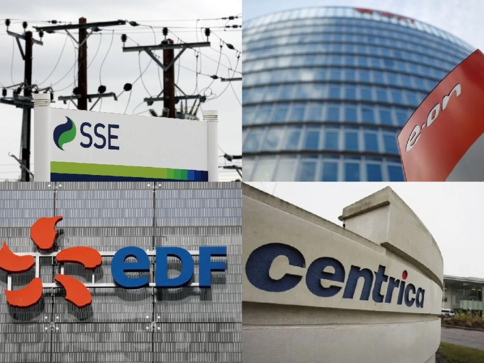 Four of the traditional big six energy giants: SSE, E.ON, EDF and Centrica logos 