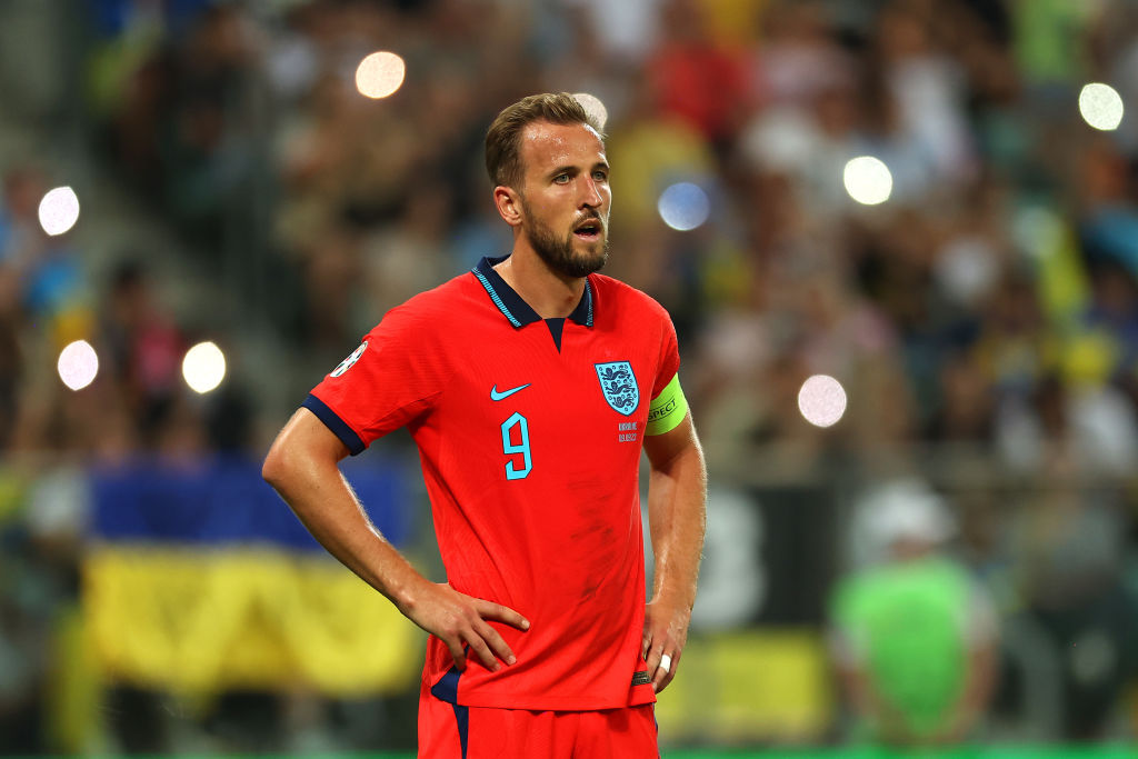 WROCLAW, POLAND - SEPTEMBER 09: Harry Kane of England looks on during the UEFA EURO 2024 European qualifier match between Ukraine and England at Stadion Wroclaw on September 09, 2023 in Wroclaw, Poland. (Photo by Maja Hitij/Getty Images)