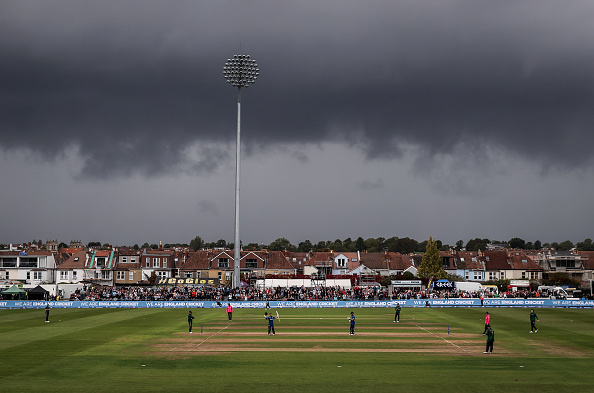 England's final match before they travel to India to defend the One-Day Cricket World Cup ended with a no result after heavy rain caused the match to be abandoned.
