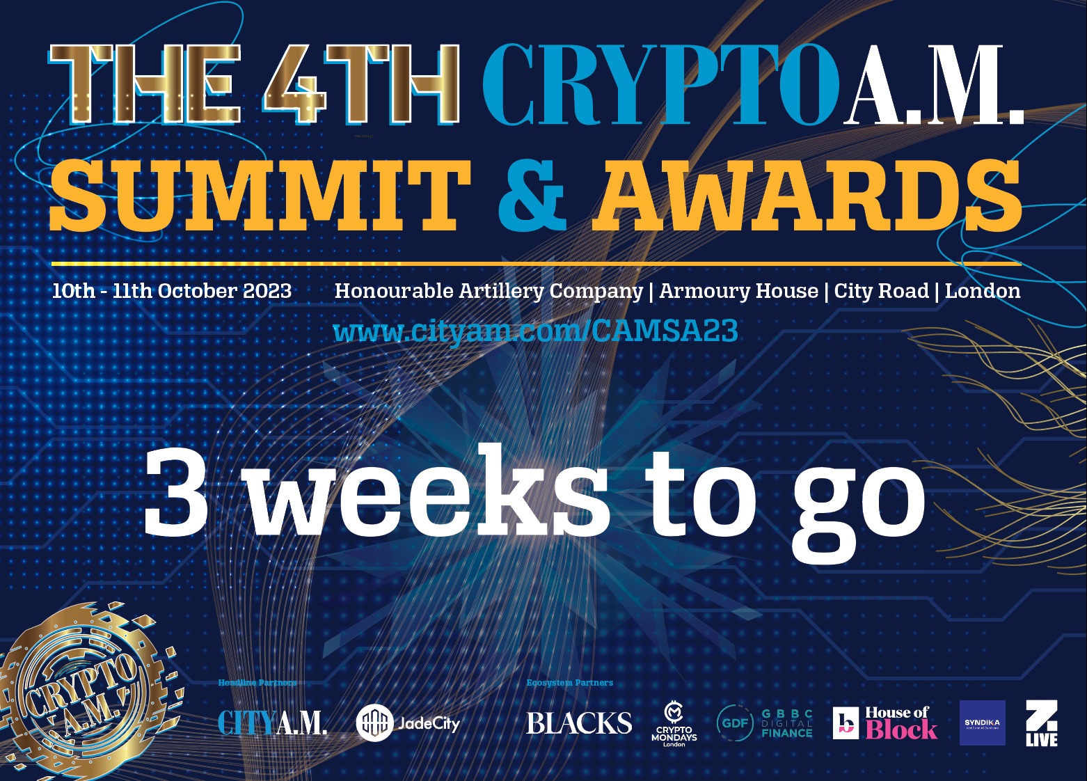 Crypto AM Summit and Awards – THREE WEEKS to go