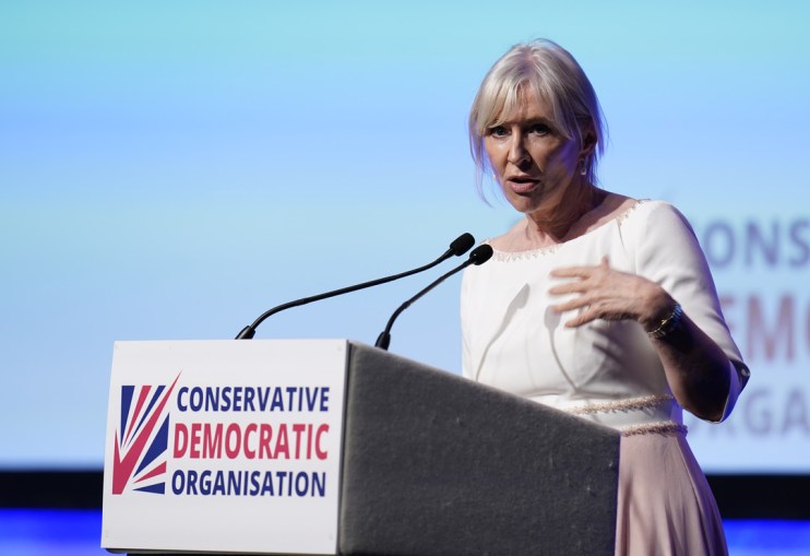Former culture secretary Nadine Dorries has claimed that big tech firms possess &ldquo;big dials&rdquo; which they use to &ldquo;control what people see and read&rdquo;. Photo: PA