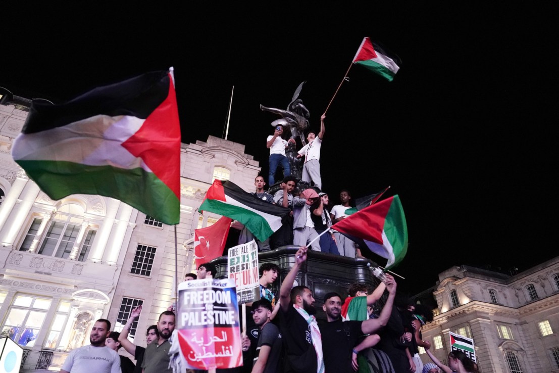 Protesters during a March for Palestine in London Jeff Moore/PA Wire