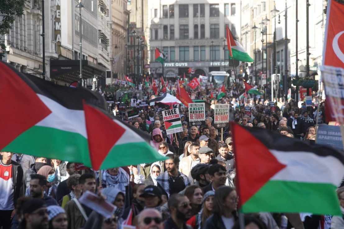 Pro Palestine activists routinely chant 'from the river to the sea', drawing the ire of the UK Jewish community. 