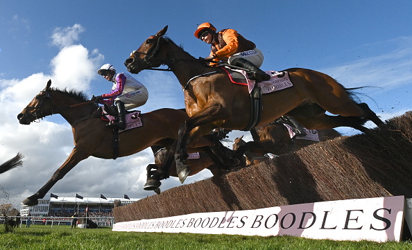 Gloucestershire , United Kingdom - 17 March 2023; Noble Yeats, with Sean Bowen up, right, during the Boodles Cheltenham Gold Cup on day four of the Cheltenham Racing Festival at Prestbury Park in Cheltenham, England. (Photo By Harry Murphy/Sportsfile via Getty Images)