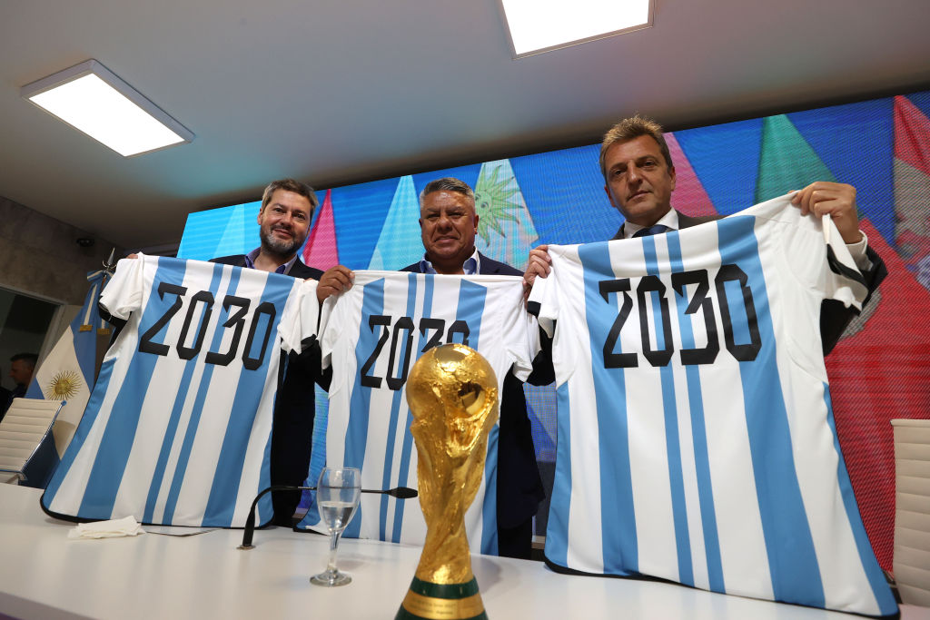 The 2030 World Cup will begin in Argentina, Uruguay and Paraguay before heading to Spain, Portugal and Morocco