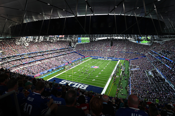 LONDON, ENGLAND - OCTOBER 08: A general view of play in the second Quarter during the NFL Match between Jacksonville Jaguars and Buffalo Bills at Tottenham Hotspur Stadium on October 08, 2023 in London, England. (Photo by Henry Browne/Getty Images)