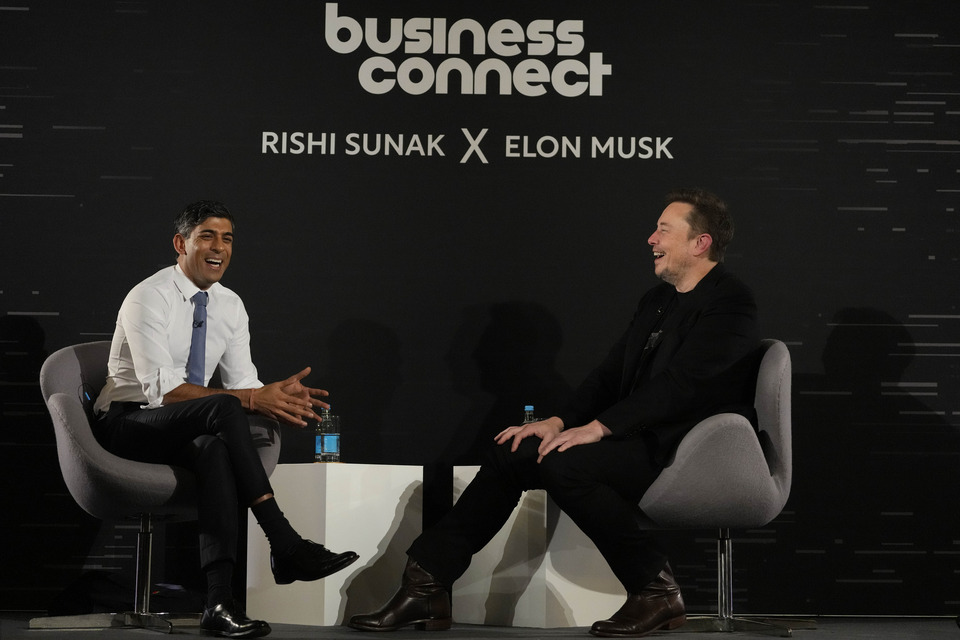 Elon Musk has told Rishi Sunak he believes artificial intelligence (AI) is “the most disruptive force in history” and that eventually “there will come a point where no job is needed”. Photo: PA
