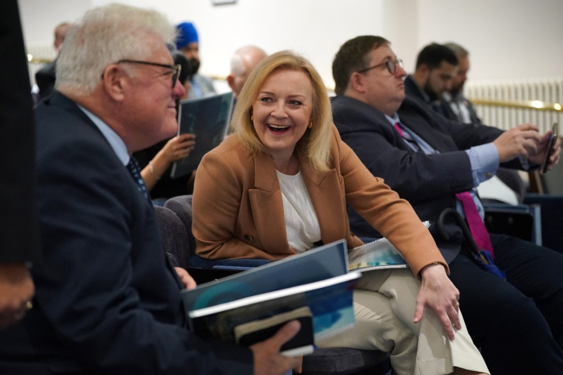 Former prime minister Liz Truss during the launch of the Growth Commission budget report at One Great George Street, central London. (Yui Mok/PA Wire)
