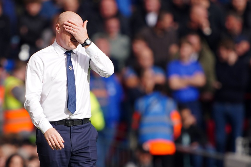 Everton manager Sean Dyche. Everton have been deducted 10 points for breaches of profit and sustainability rules, the Premier League has announced (Peter Byrne/PA Wire)