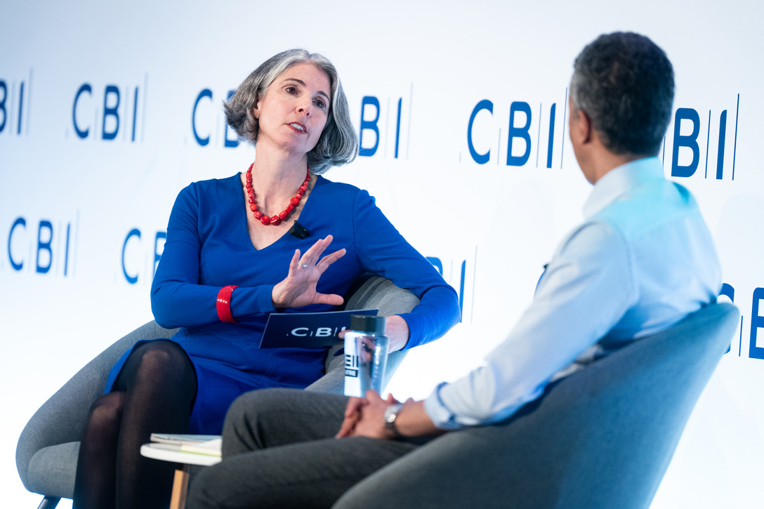 The CBI's chief executive Rain Newton-Smith, in conversation with Kamal Ahmed, from The News Movement. Photo: PA