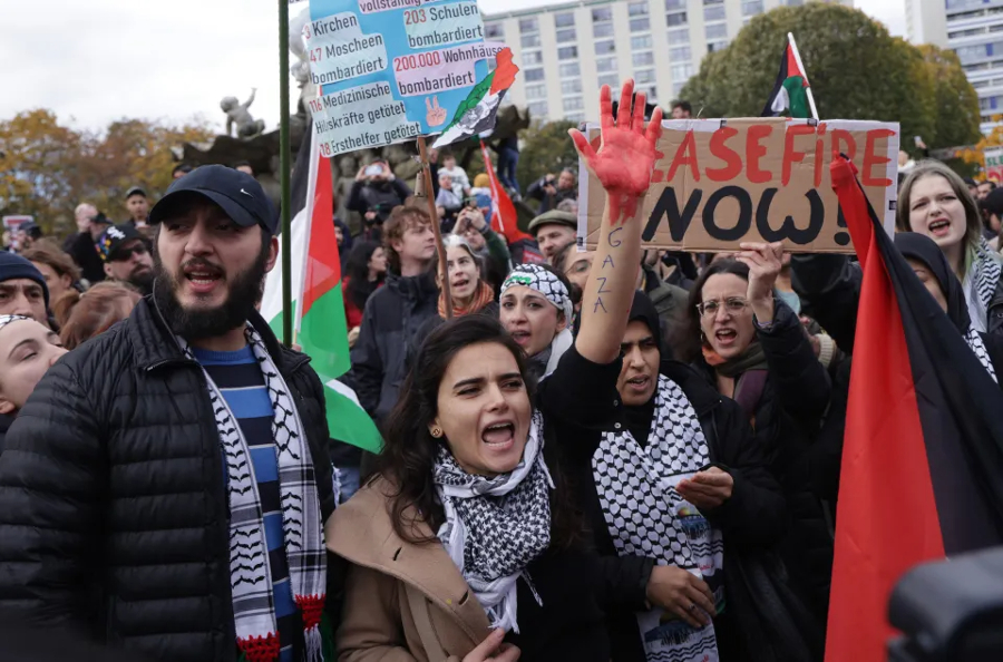 Pro-Palestine protest calling for ceasefire held in central London today
