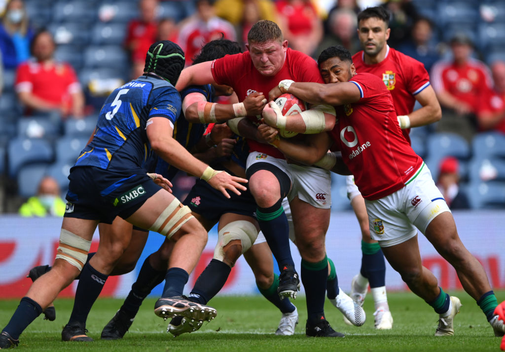 EDINBURGH, SCOTLAND - JUNE 26: Lions prop Tadhg Furlong in action during the 1888 Cup match between the British & Irish Lions and Japan at BT Murrayfield Stadium on June 26, 2021 in Edinburgh, Scotland. (Photo by Stu Forster/Getty Images)
