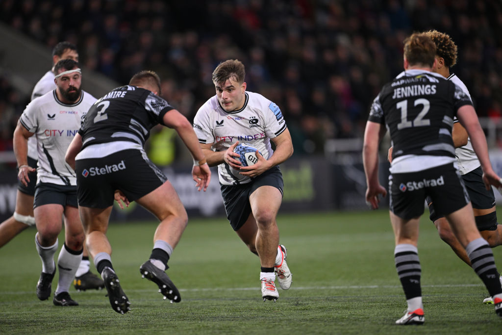 Dan scored twice as Saracens piled on the misery for bottom club Newcastle