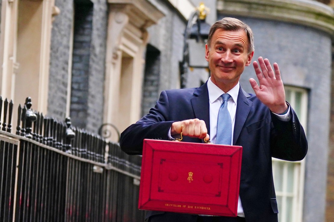Lower levels of UK debt interest may allow room for the government to cut taxes, Jeremy Hunt has said. Photo: PA